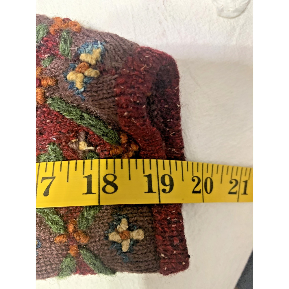 Vintage Signature Northern Isles Cardigan - Hand Embroidered Floral Red Grandma - Picture 6 of 11